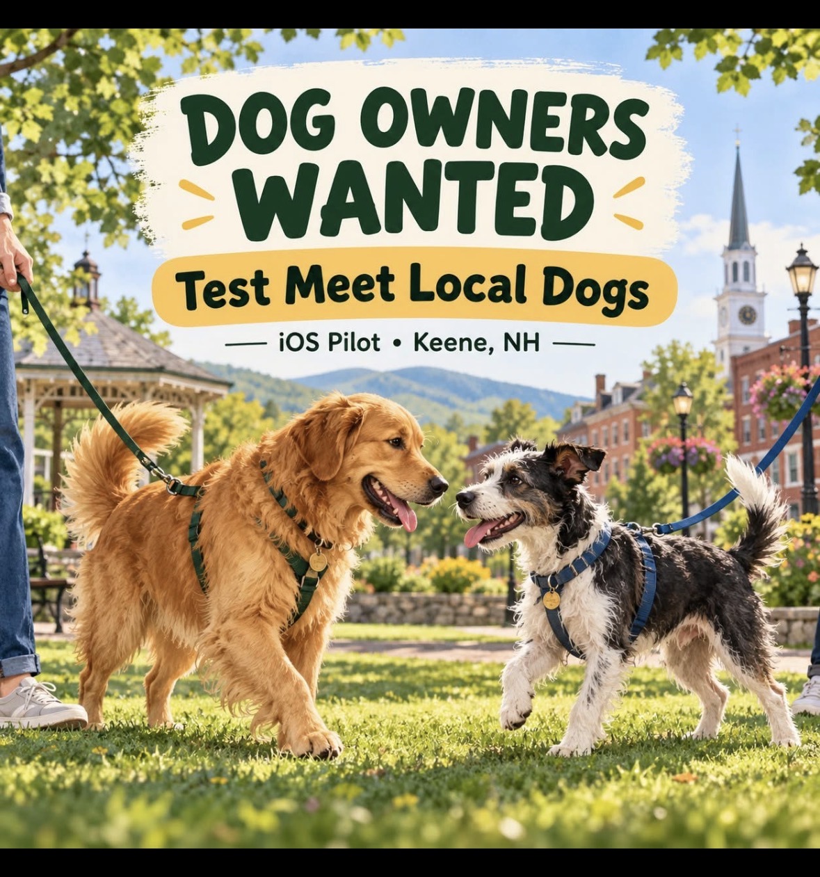 Dog owners wanted to test the Meet Local Dogs iOS pilot in Keene