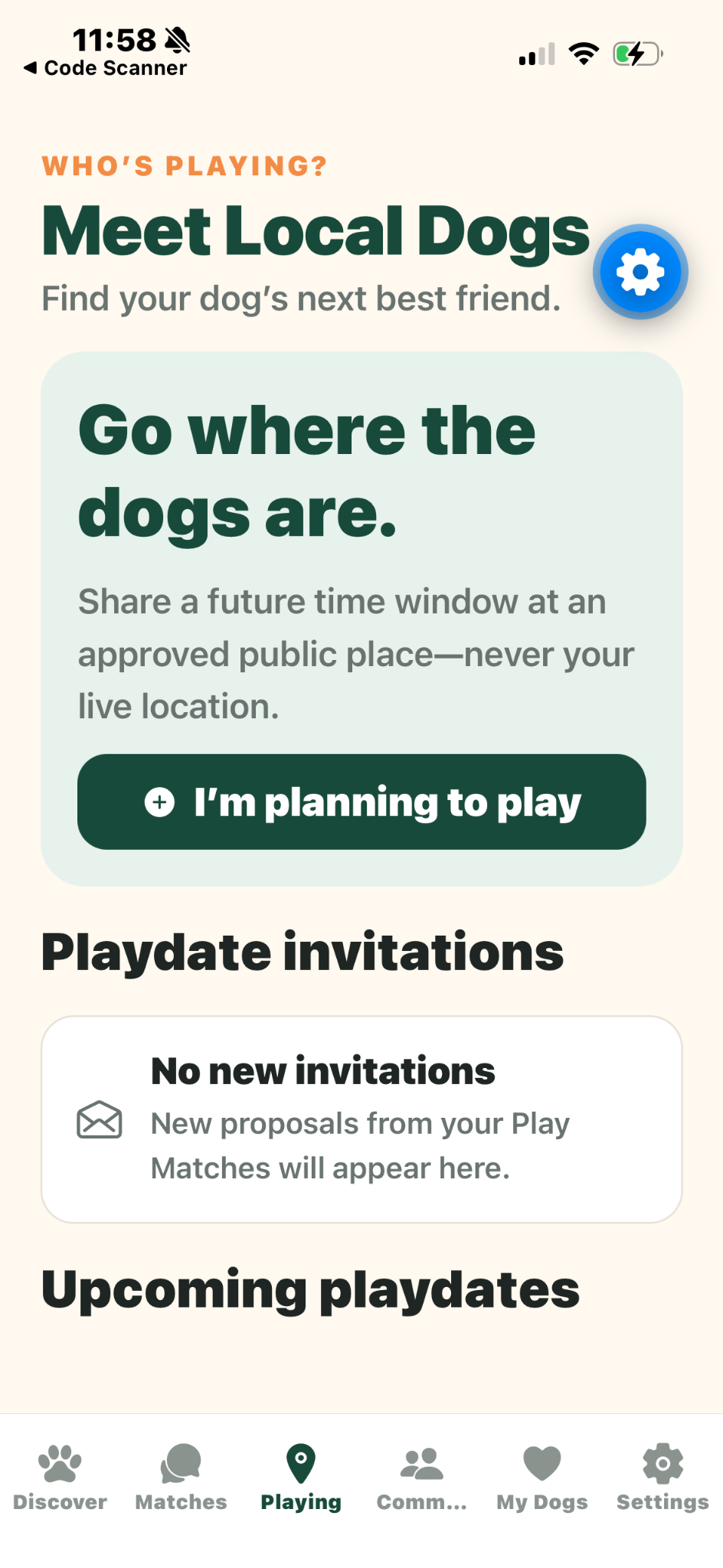 Planning and playdate screen